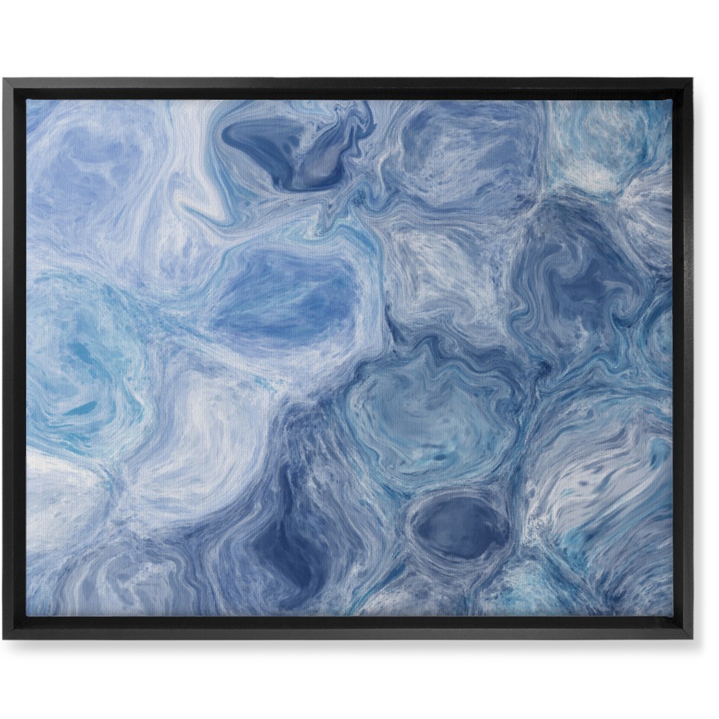 Abstract Acrylic Pour Ripple - Blue Wall Art, Black, Single piece, Canvas, 16x20, Blue, True Blue
