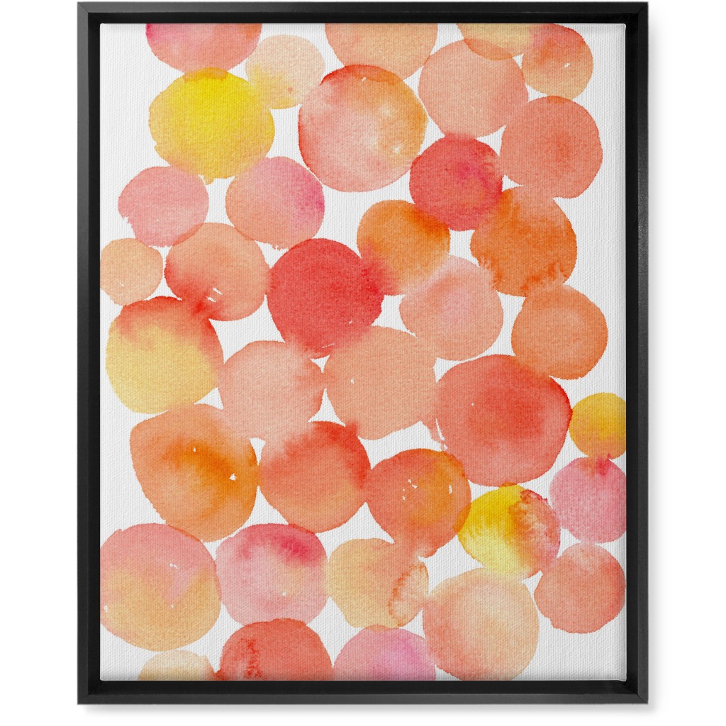 Watercolor Circles Wall Art, Black, Single piece, Canvas, 16x20, Orange