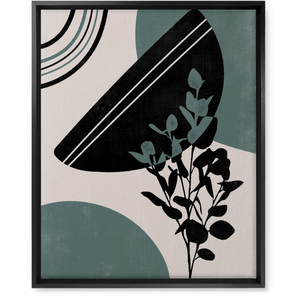 Modern Eucalytus Botanical - Green and Ivory Wall Art, Black, Single piece, Canvas, 16x20, Green