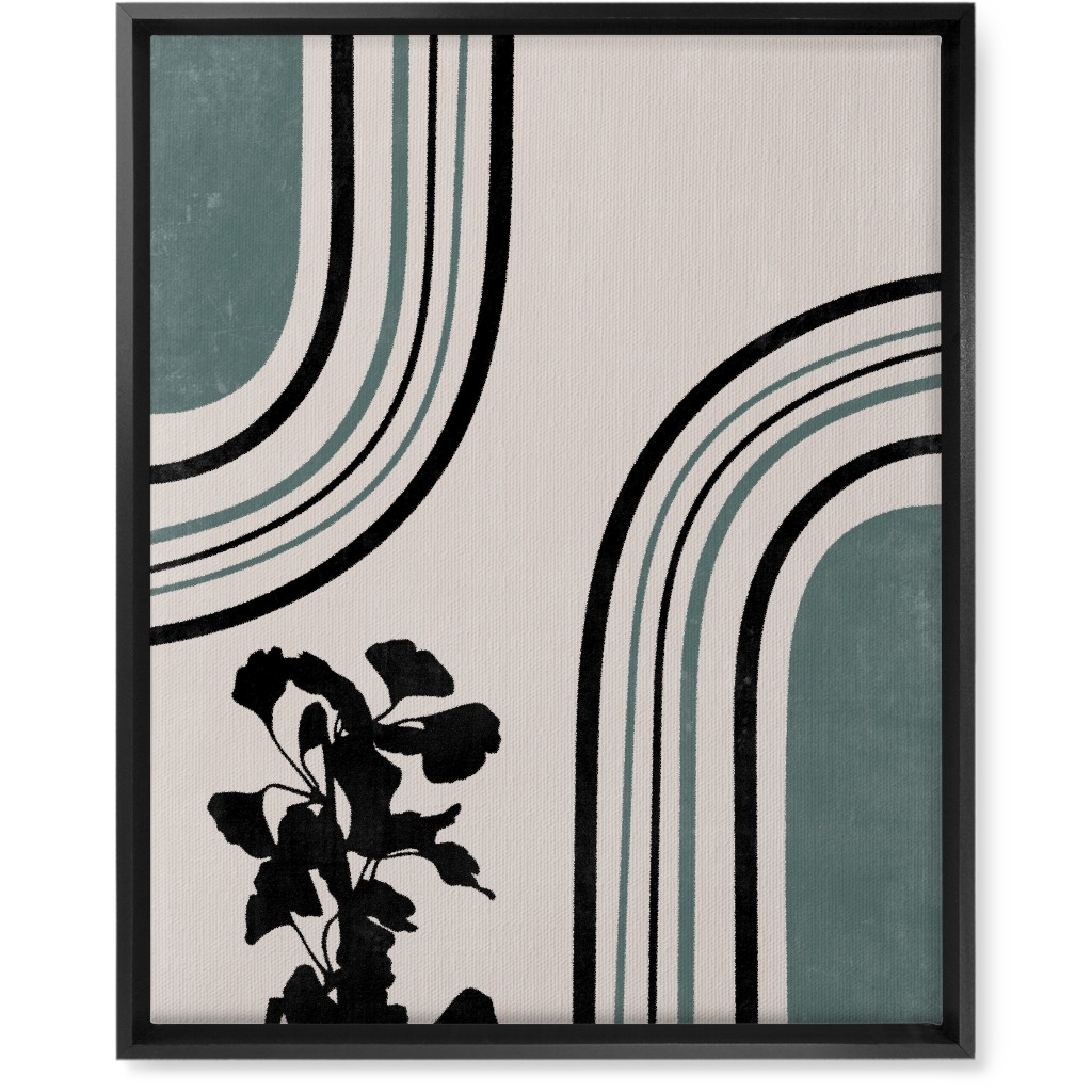 Modern Garden Pathway - Green and Ivory Wall Art, Black, Single piece, Canvas, 16x20, Green