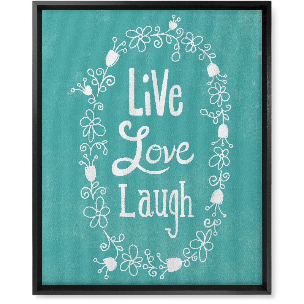 Live, Laugh, Love - Aqua Wall Art, Black, Single piece, Canvas, 16x20, Green, Classic Green