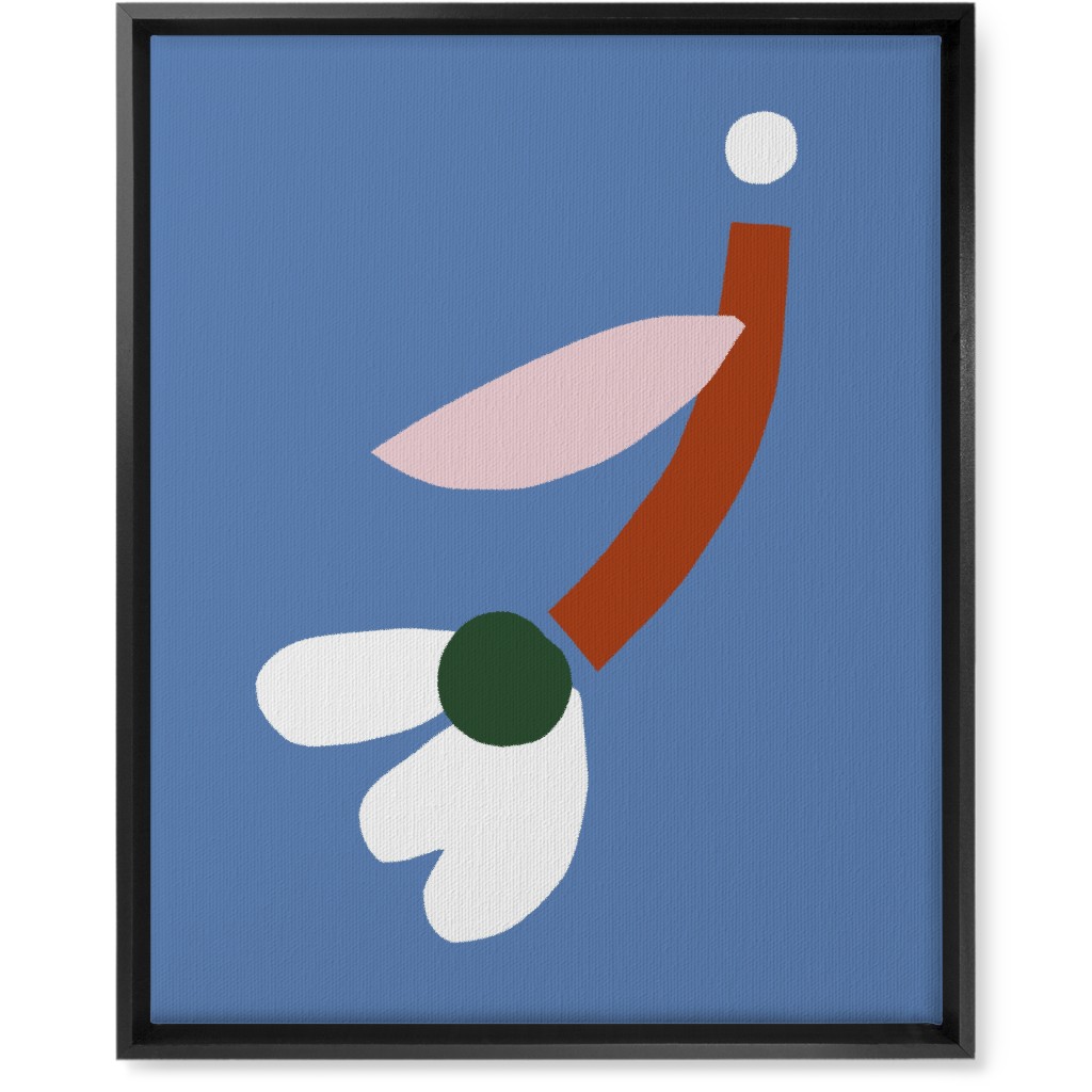 Flower - Multi on Blue Wall Art, Black, Single piece, Canvas, 16x20, Blue, True Blue