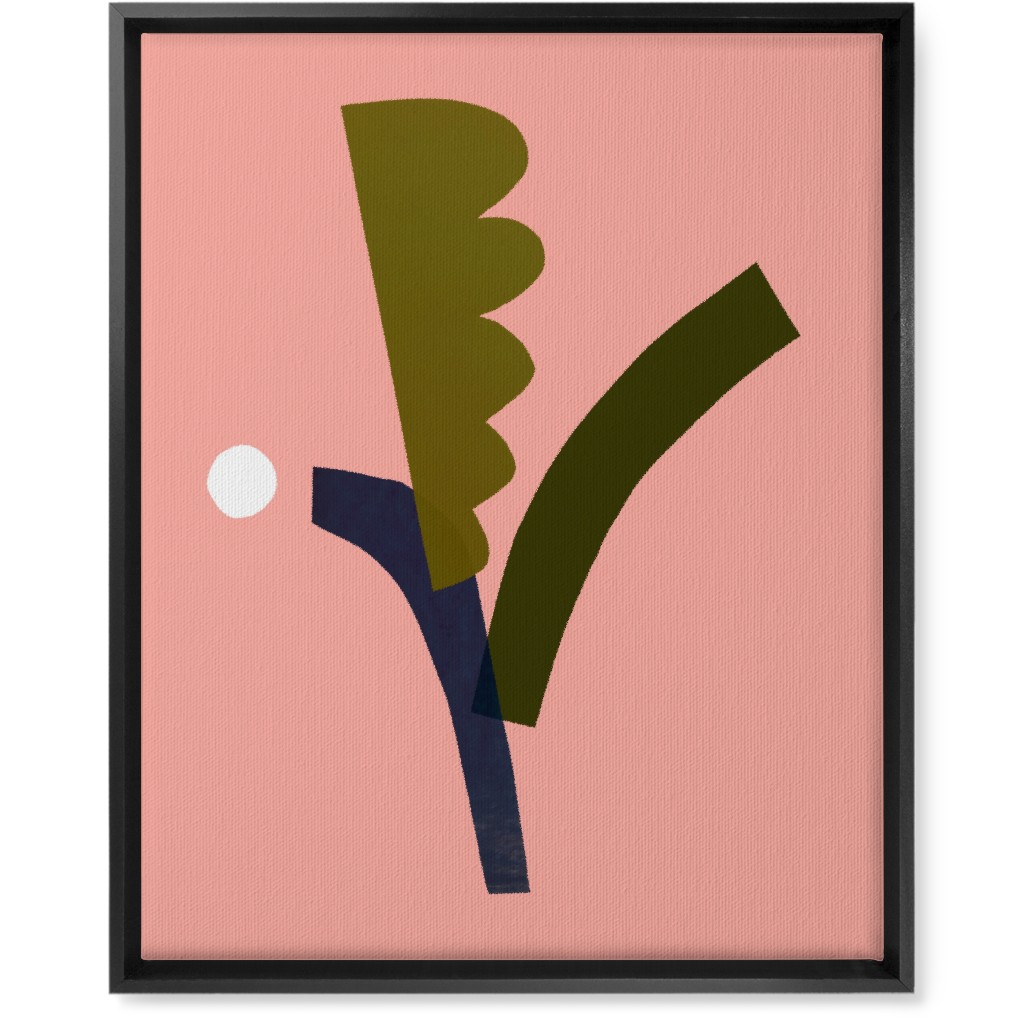 Leaves - Pink Wall Art, Black, Single piece, Canvas, 16x20, Pink