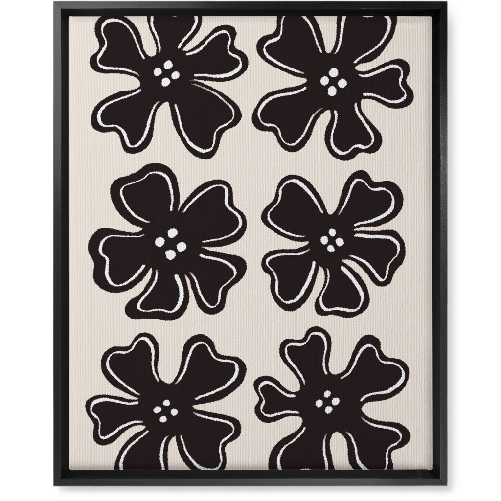 Button Flowers Wall Art, Black, Single piece, Canvas, 16x20, Black, Antique White