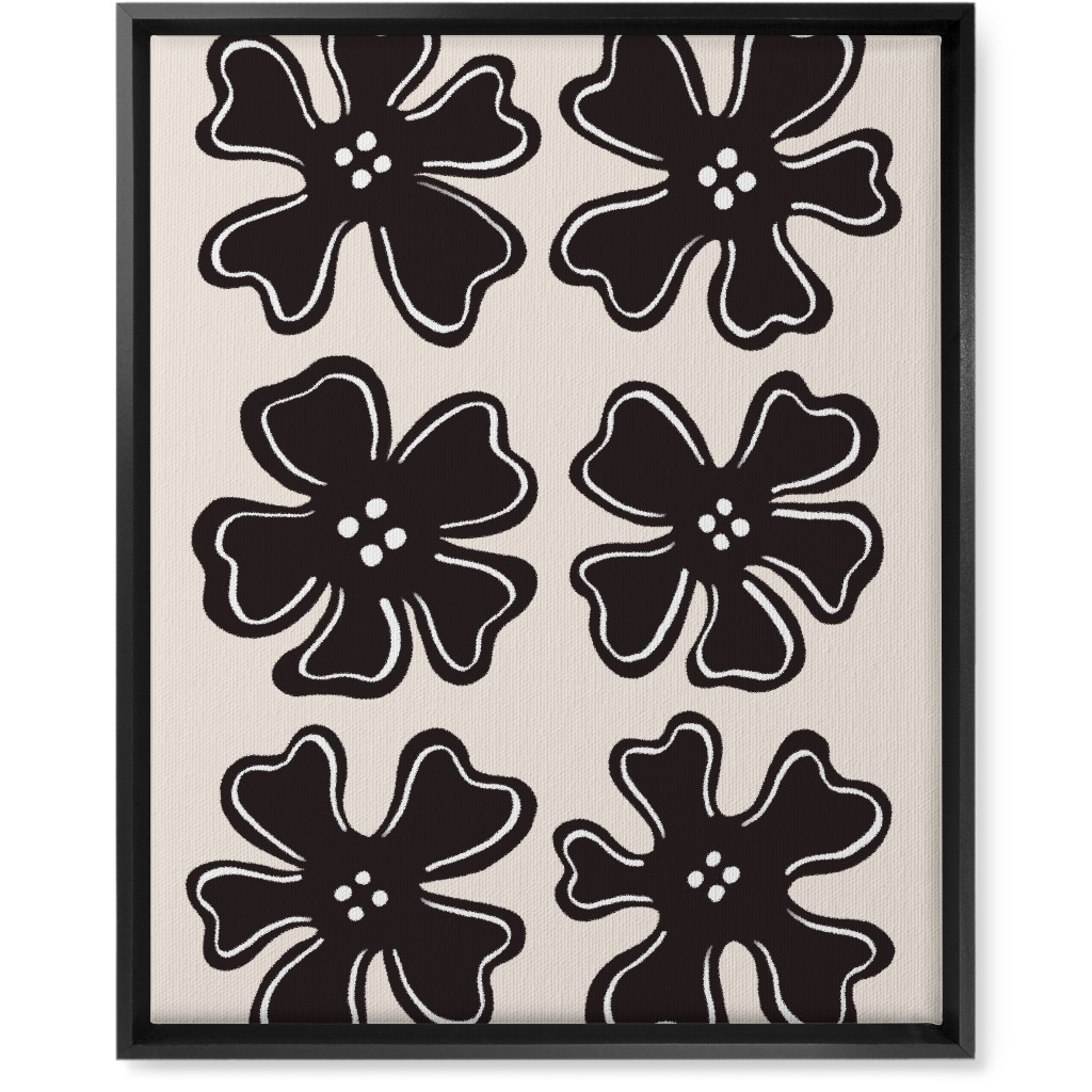 Button Flowers Wall Art, Black, Single piece, Canvas, 16x20, Black