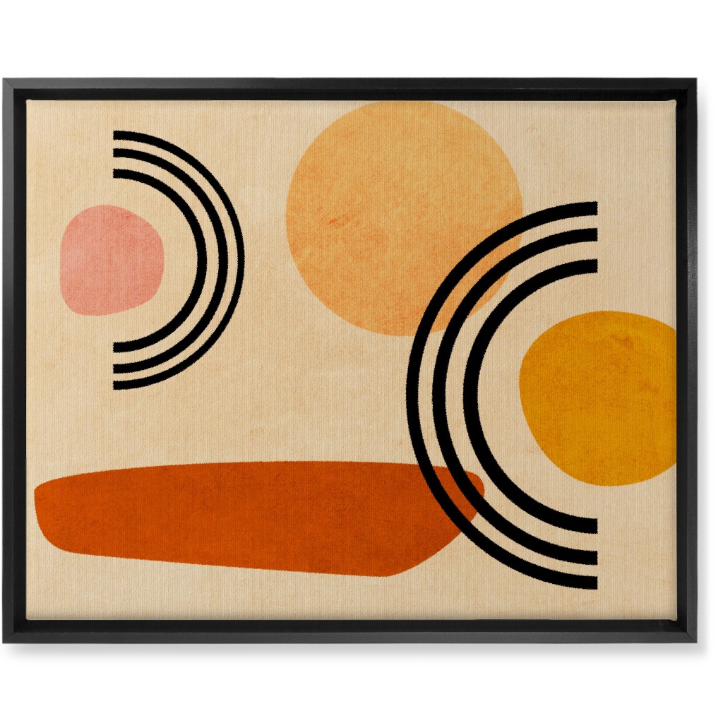 Cups & Saucers Abstract Wall Art, Black, Single piece, Canvas, 16x20, Orange, Creamsicle