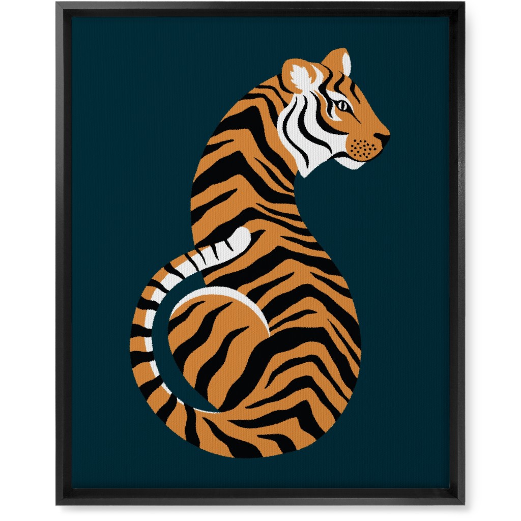 Tiger Illustration - Orange on Black Wall Art, Black, Single piece, Canvas, 16x20, Orange, Orange