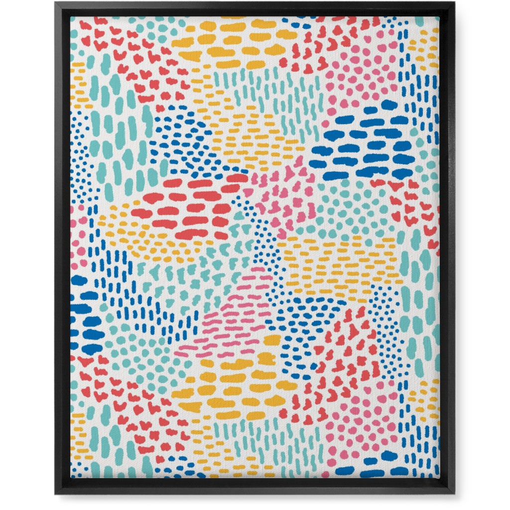 Abstract Colorful Dots and Dashes - Multi Wall Art, Black, Single piece, Canvas, 16x20, Multicolor