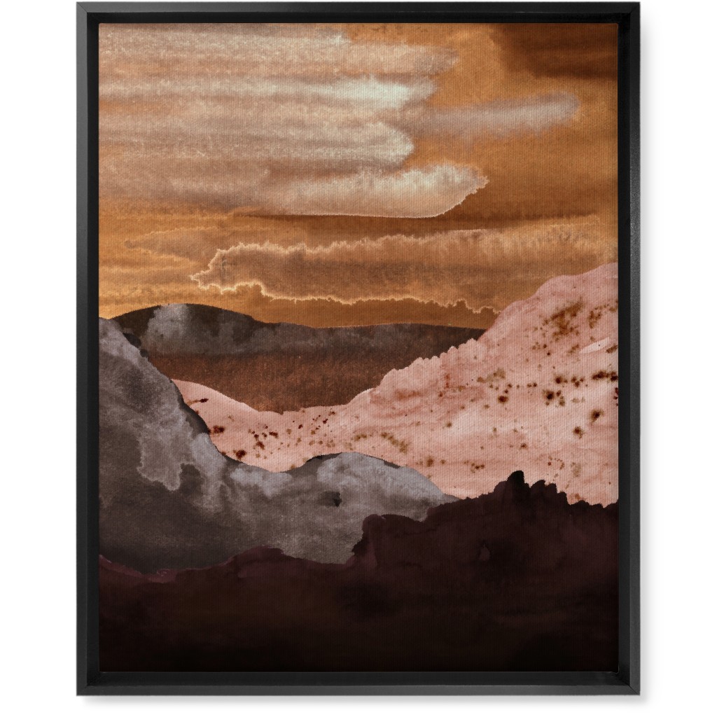 Canyon Sunset Wall Art, Black, Single piece, Canvas, 16x20, Orange