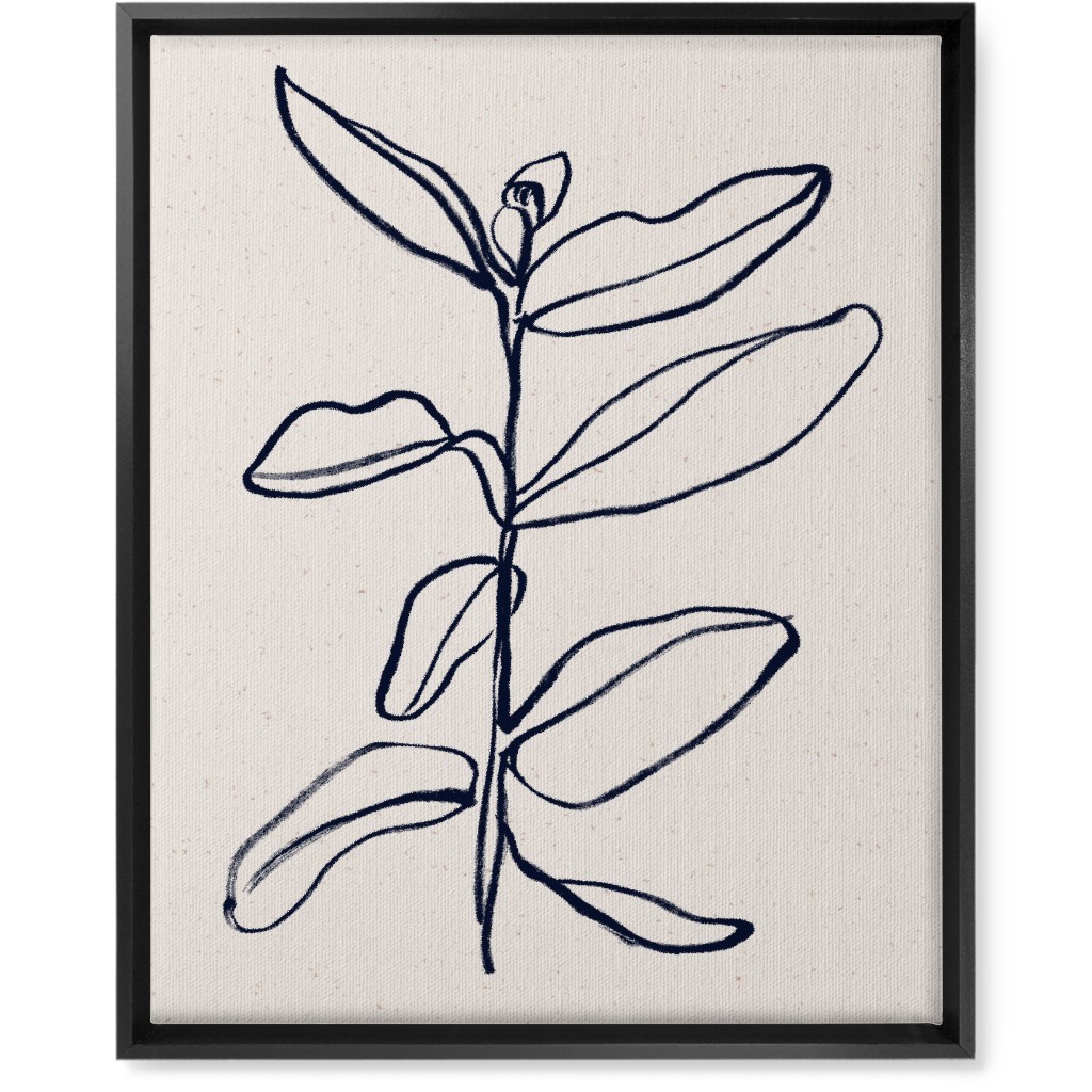 Plant Line Art - Neutral Wall Art, Black, Single piece, Canvas, 16x20, Beige, Pearl