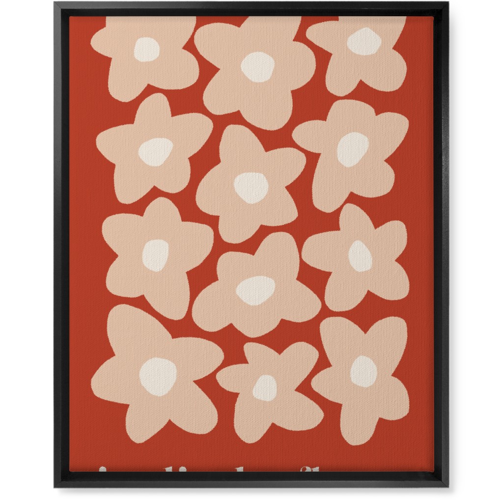 Botanical Graphic Retro Flower Garden Wall Art, Black, Single piece, Canvas, 16x20, Red