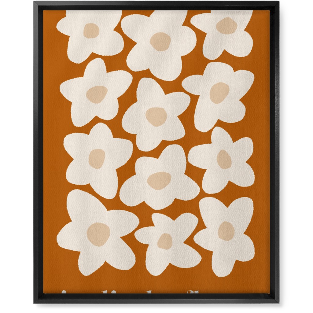 Botanical Graphic Retro Flower Garden Wall Art, Black, Single piece, Canvas, 16x20, Orange