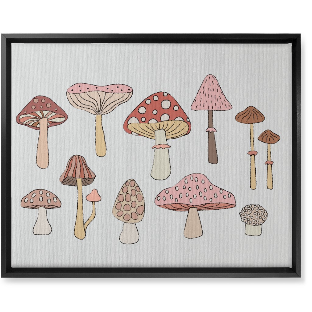 Mushrooms - Blush Wall Art, Black, Single piece, Canvas, 16x20, Pink, Bright Pink