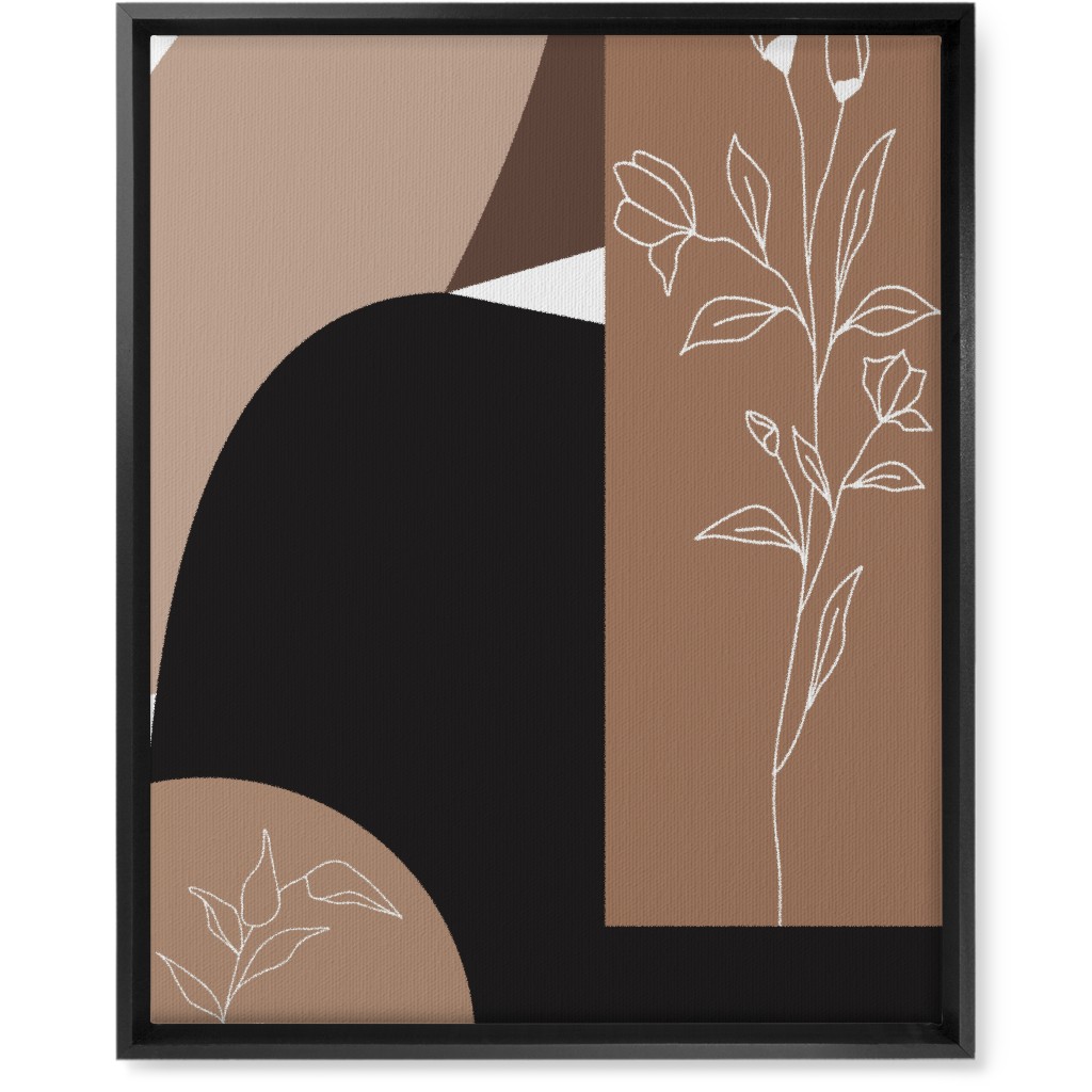 Botanical Abstract - Neutral Wall Art, Black, Single piece, Canvas, 16x20, Beige