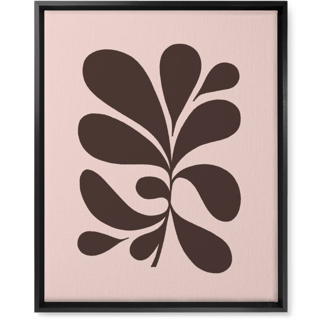 Minimal Foliage - Pink and Brown Wall Art, Black, Single piece, Canvas, 16x20, Pink