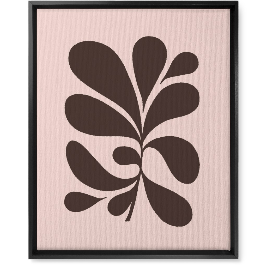 Minimal Foliage - Pink and Brown Wall Art, Black, Single piece, Canvas, 16x20, Pink, Bright Pink