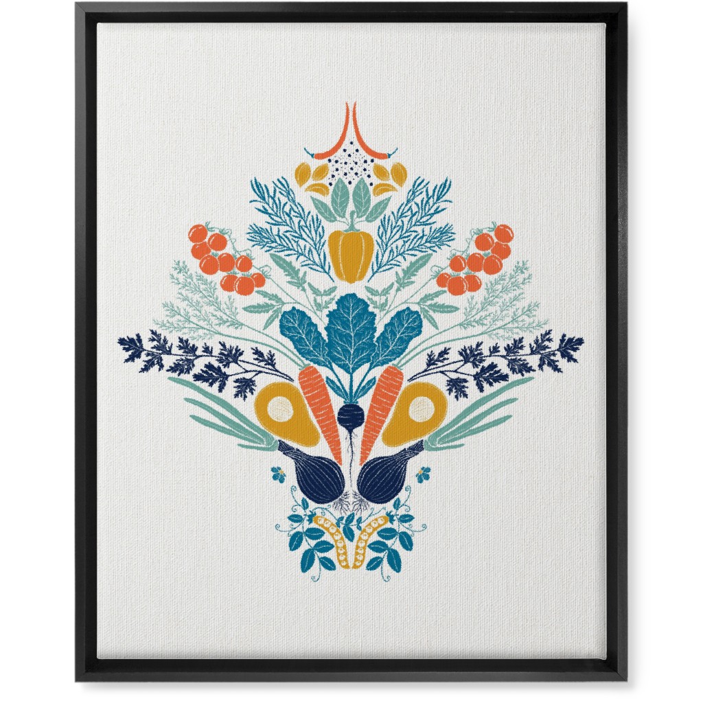 Vegatables Wall Art, Black, Single piece, Canvas, 16x20, Multicolor, White