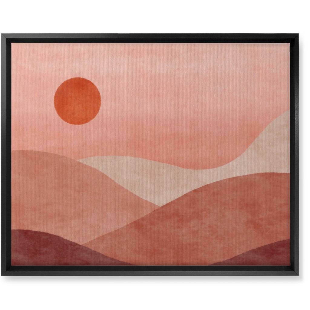 a Desert Sunset - Neutral Wall Art, Black, Single piece, Canvas, 16x20, Pink, Bright Pink