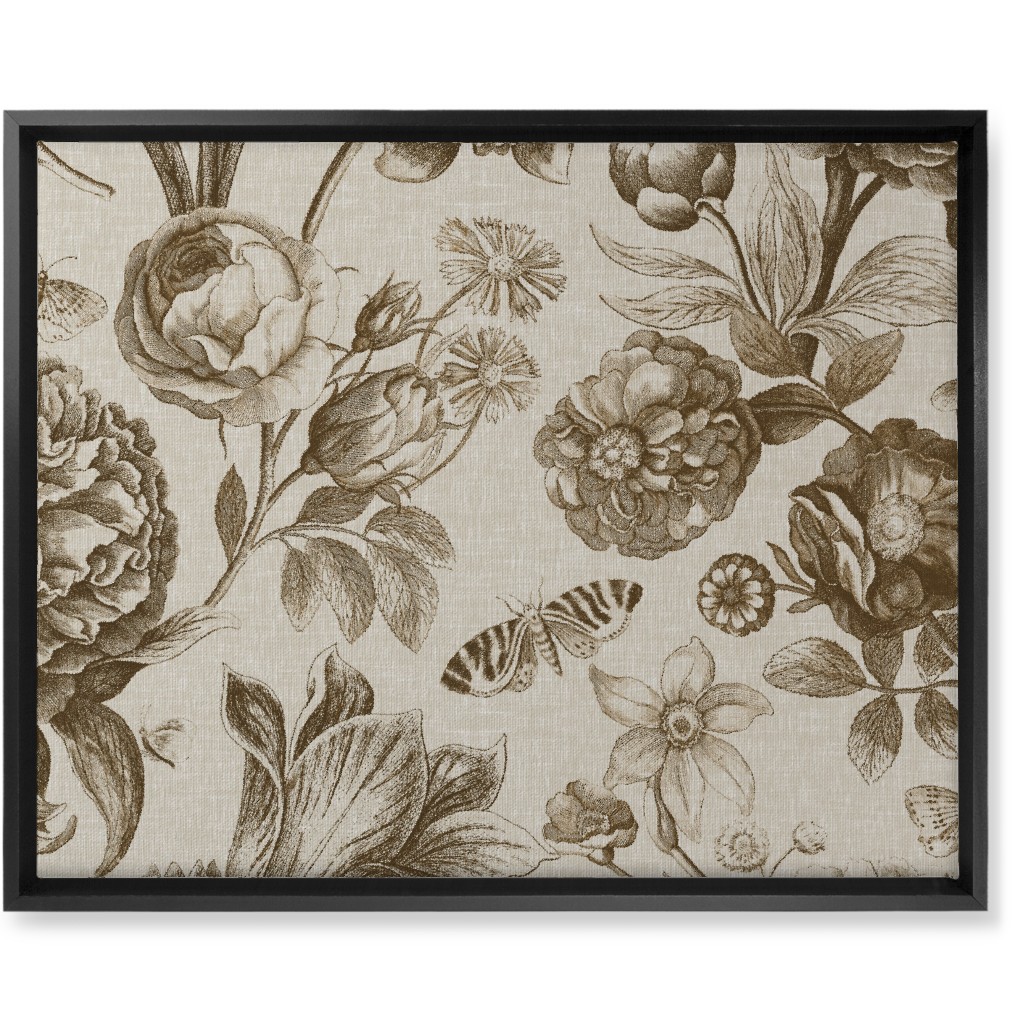 Windsor Botanical in Oyster Wall Art, Black, Single piece, Canvas, 16x20, Brown, Brown
