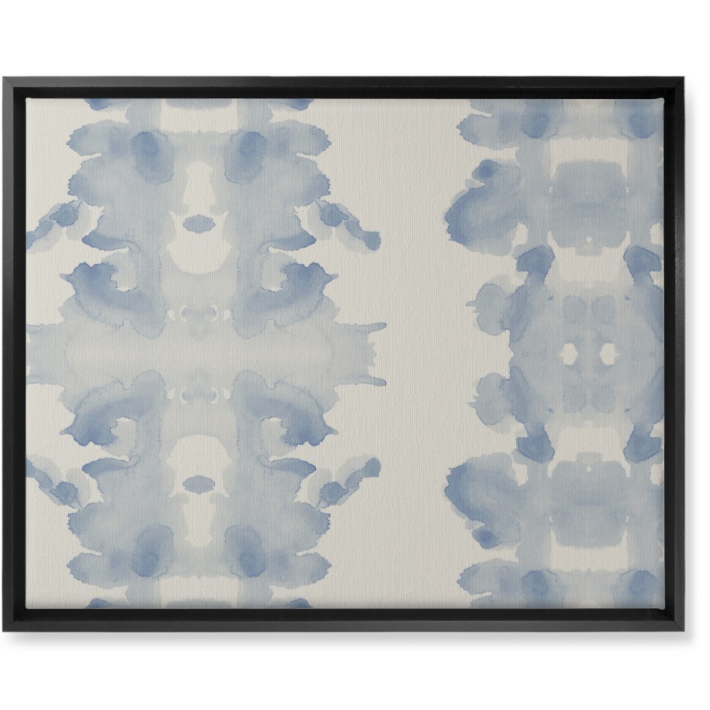 Double Inkblot - Light Blue and Cream Wall Art, Black, Single piece, Canvas, 16x20, Blue, True Blue