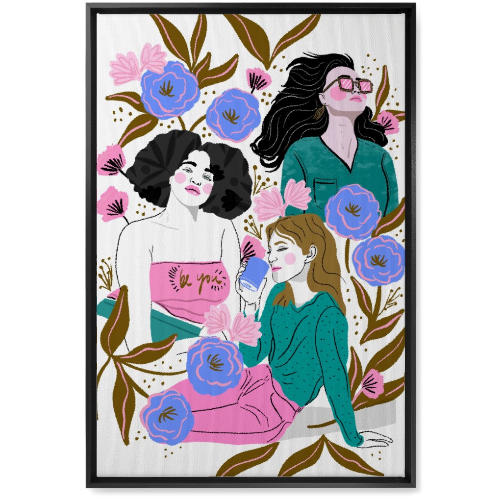 Be You - Portraits With Florals - Multi Wall Art, Black, Single piece, Canvas, 20x30, Multicolor