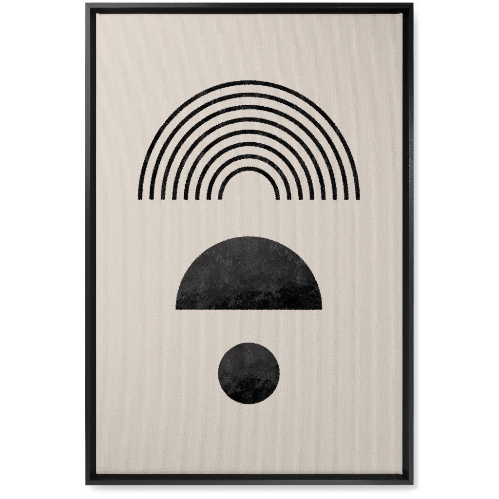 Minimal Rainbow and Geometric - Neutral Wall Art, Black, Single piece, Canvas, 20x30, Beige