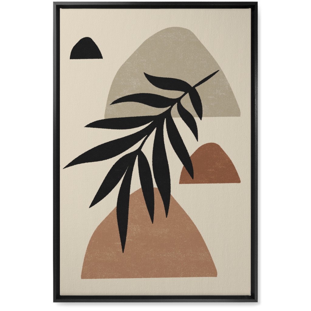 Abstract Palm - Neutral Wall Art, Black, Single piece, Canvas, 20x30, Beige