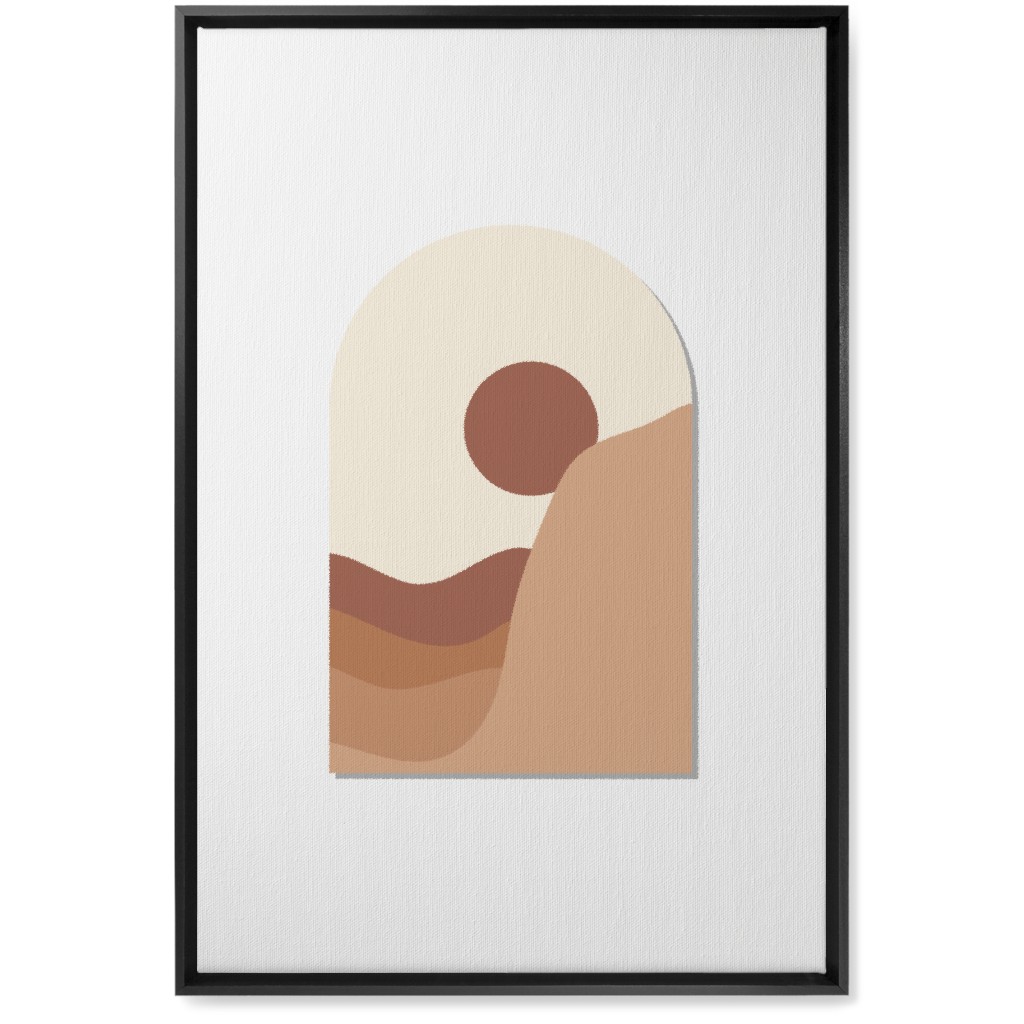 Abstract Desert Landscape in Window Daylight Wall Art, Black, Single piece, Canvas, 20x30, Multicolor