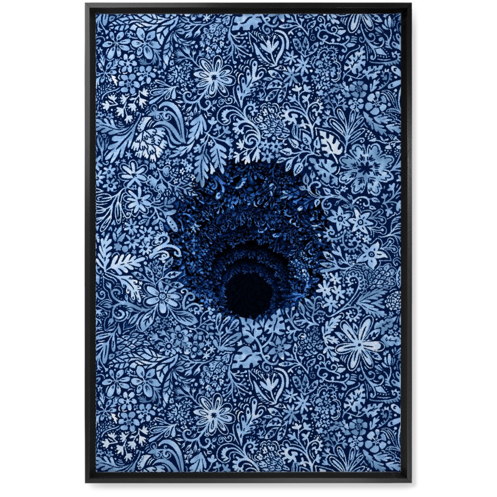 Deep Down Colorful Floral Abstract Wall Art, Black, Single piece, Canvas, 20x30, Blue