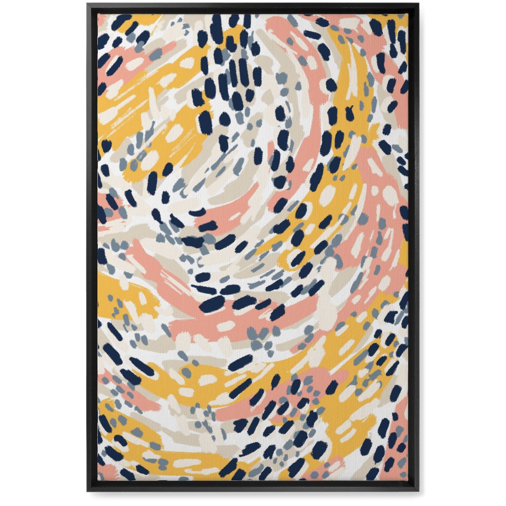 Abstract Painterly Swirls, Dots and Brushstrokes - Multi Wall Art, Black, Single piece, Canvas, 20x30, Multicolor