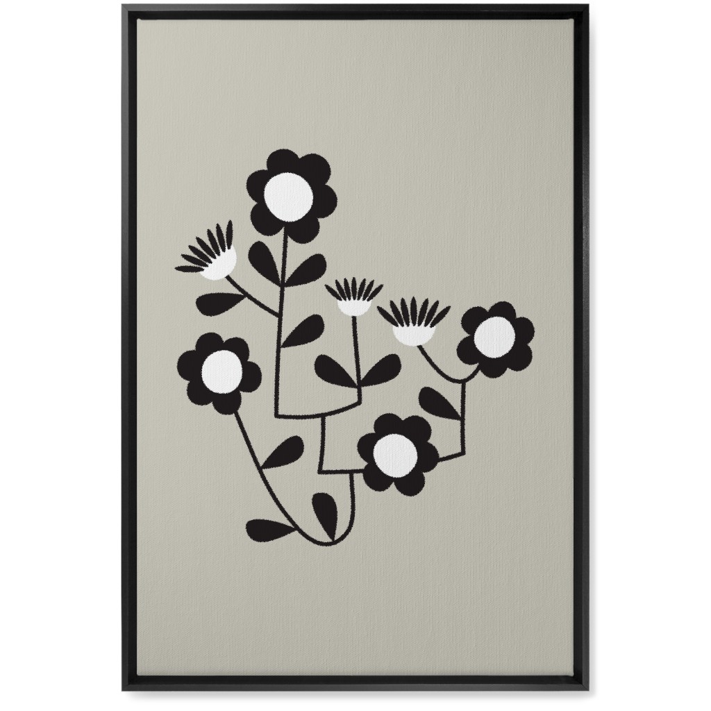 Mod Hanging Floral Wall Art, Black, Single piece, Canvas, 20x30, Gray