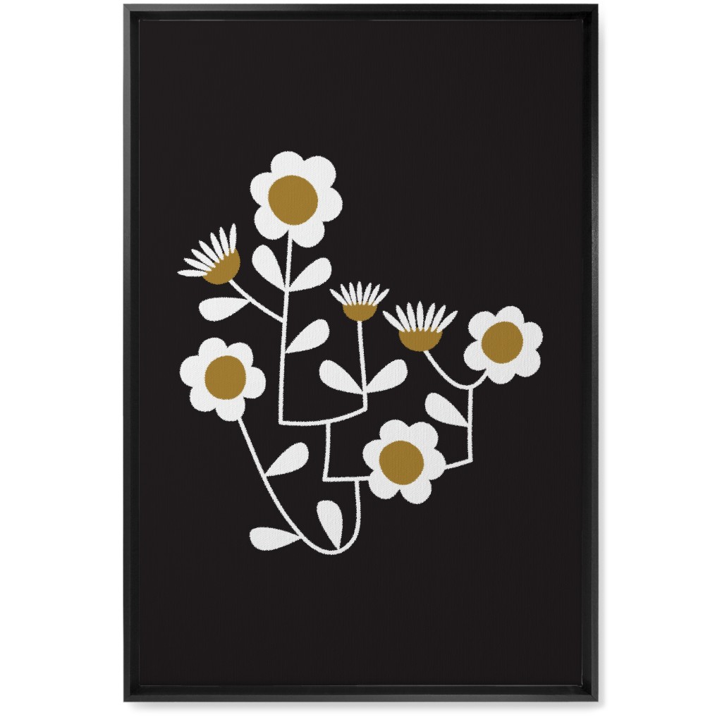 Mod Hanging Floral Wall Art, Black, Single piece, Canvas, 20x30, Black, Charcoal