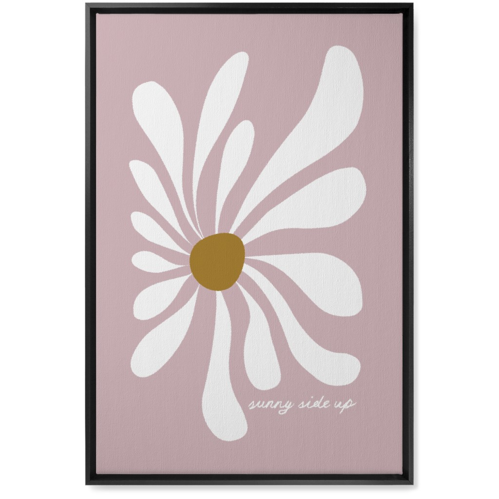 Mod Sunny Side Up Daisy Wall Art, Black, Single piece, Canvas, 20x30, Pink