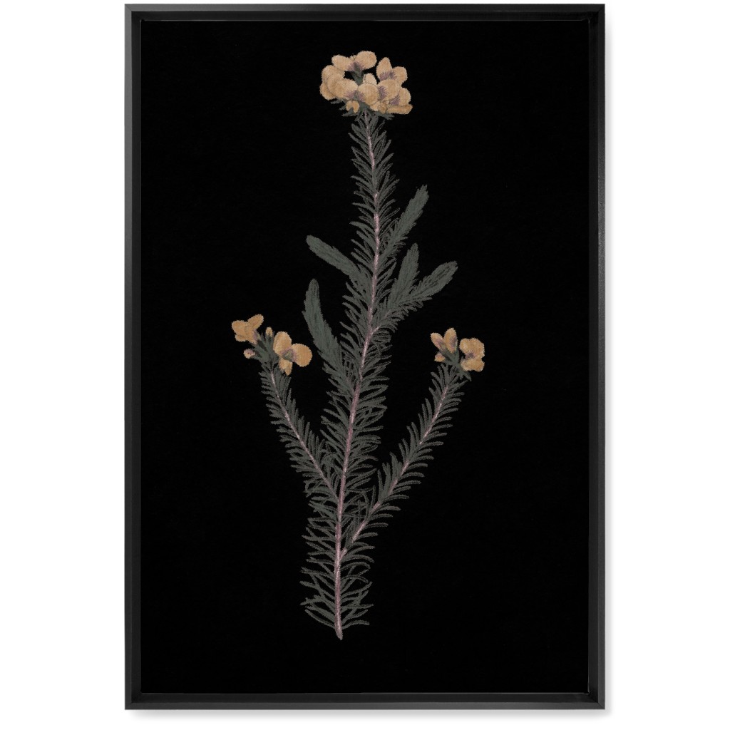 Midnight Botanical - Black and Green Wall Art, Black, Single piece, Canvas, 20x30, Black, Black