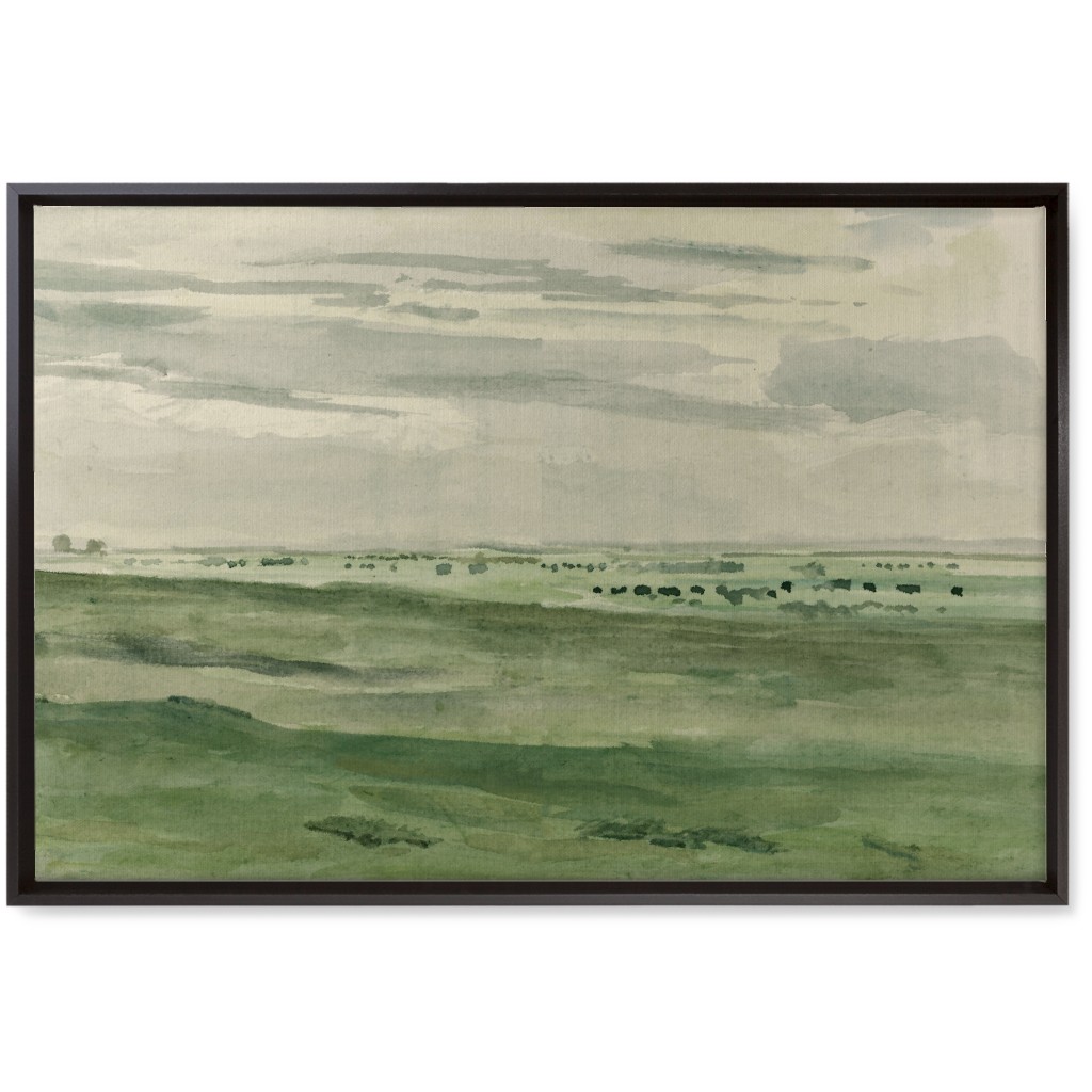 Watercolor Fields Wall Art, Black, Single piece, Canvas, 20x30, Green