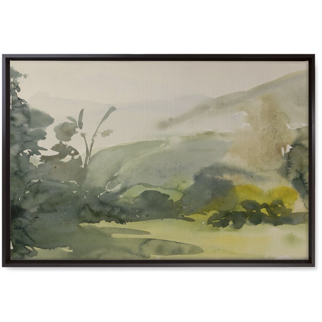 Meadow Morning Wall Art, Black, Single piece, Canvas, 20x30, Green, Classic Green