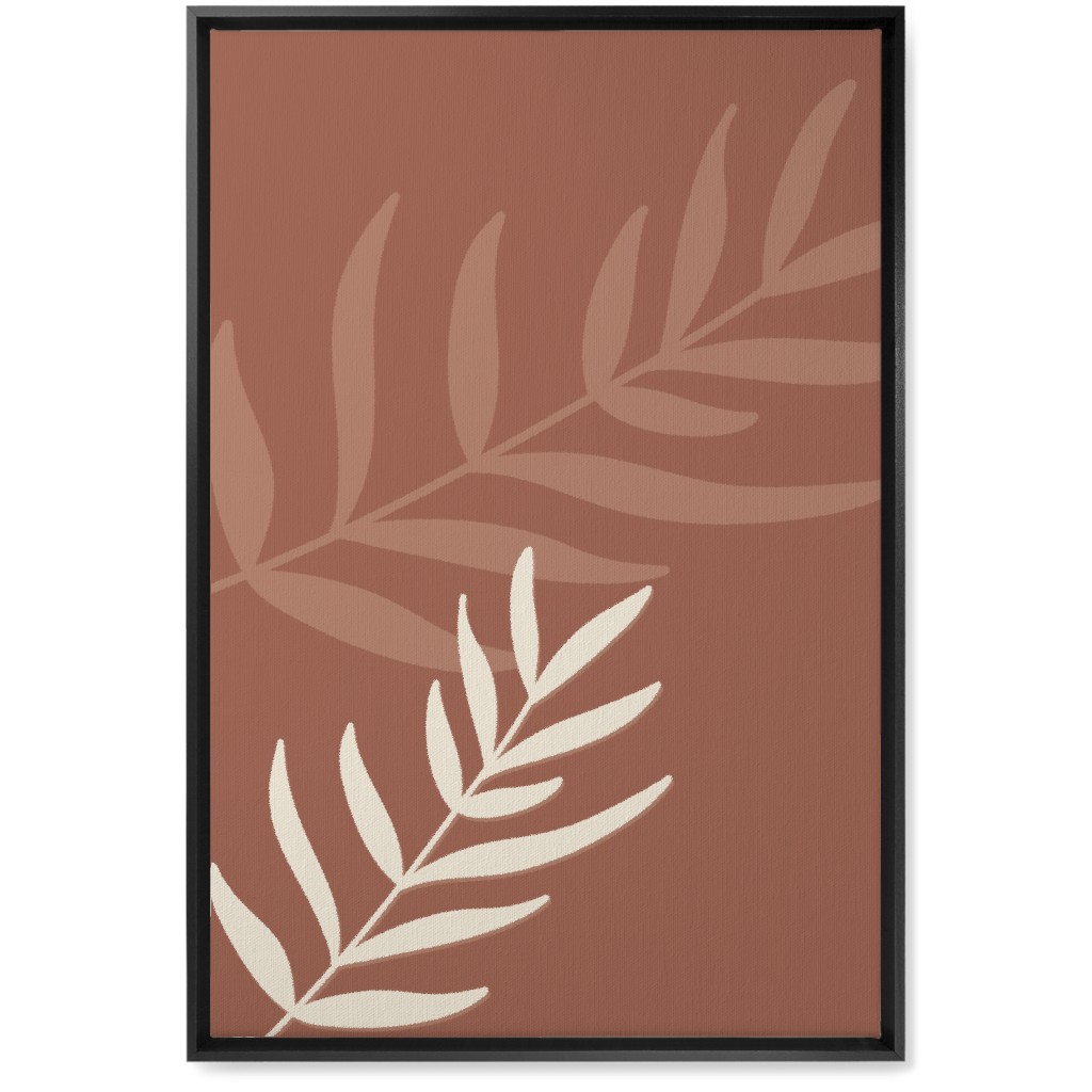 Fern Leaves in Neutral Earth Tones Wall Art, Black, Single piece, Canvas, 20x30, Red, Mauve