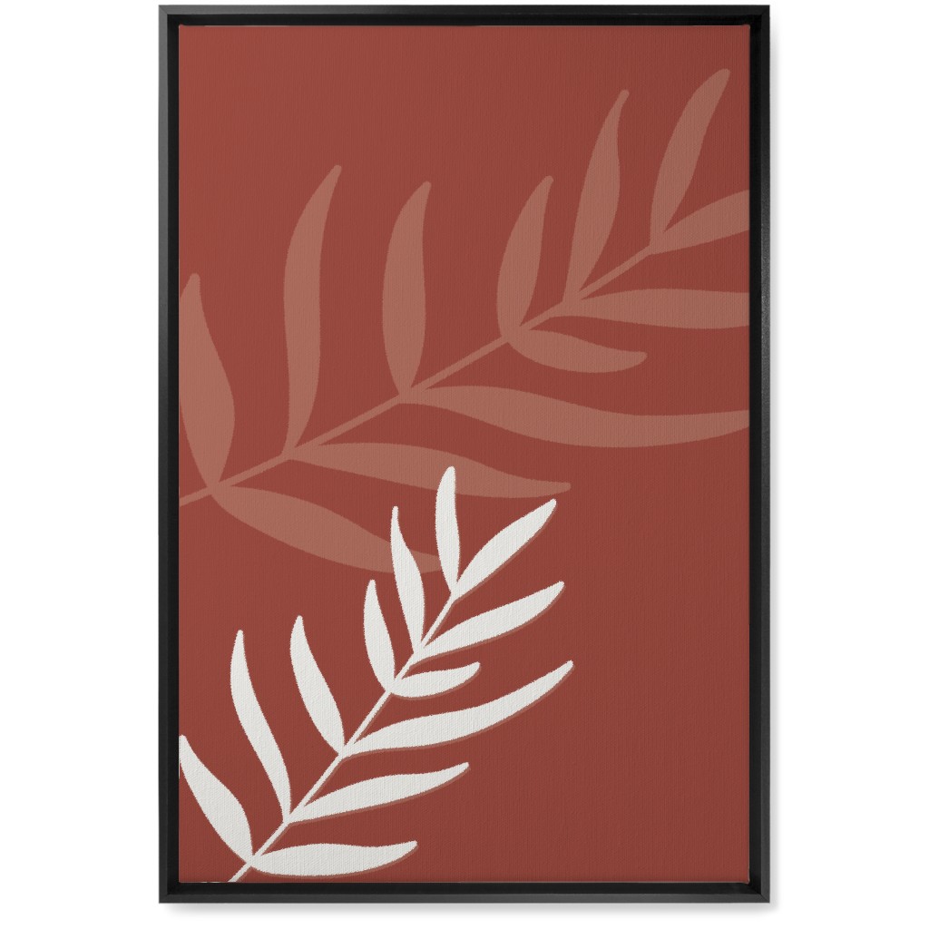 Fern Leaves in Neutral Earth Tones Wall Art, Black, Single piece, Canvas, 20x30, Red