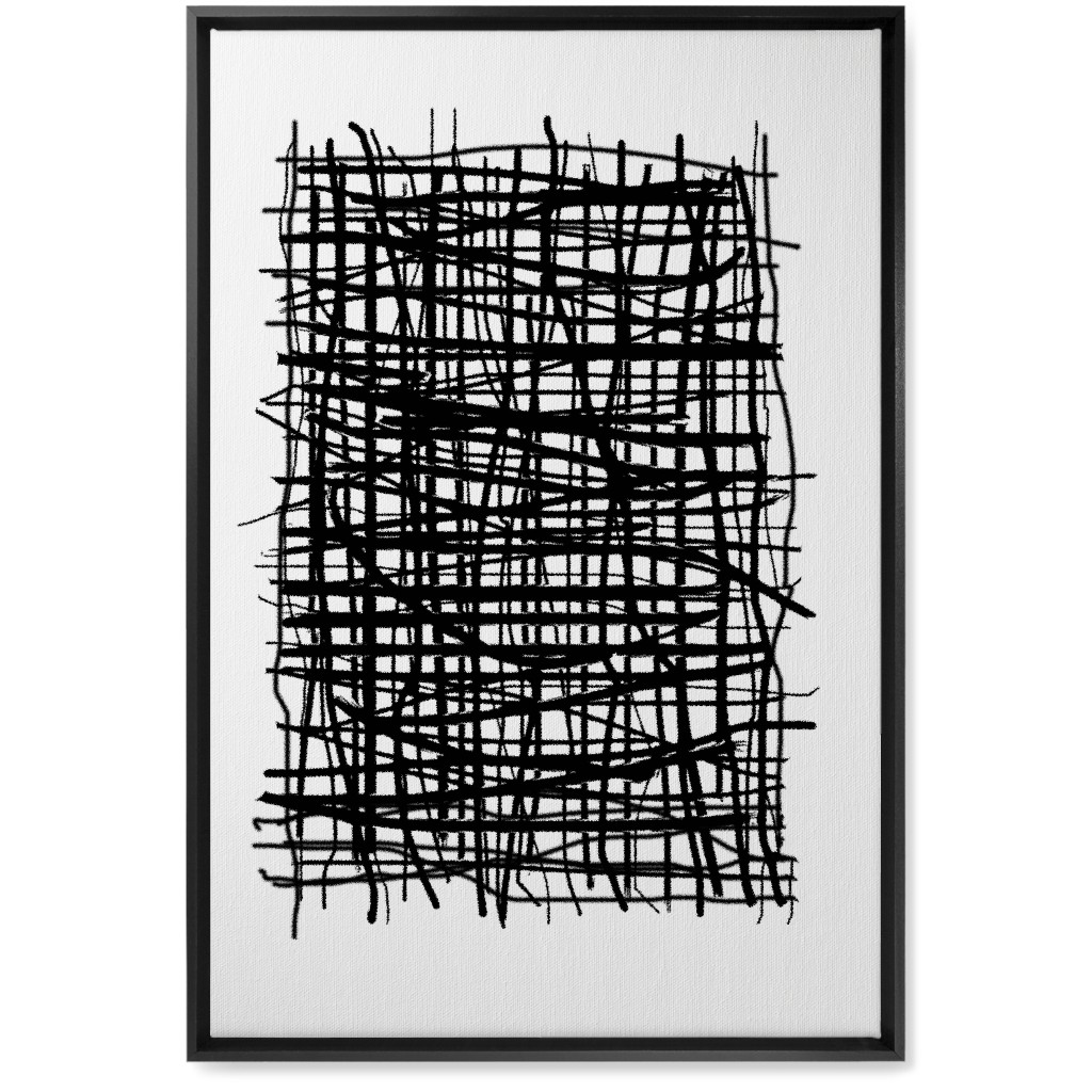 Woven Abstraction - Black on White Wall Art, Black, Single piece, Canvas, 20x30, Black