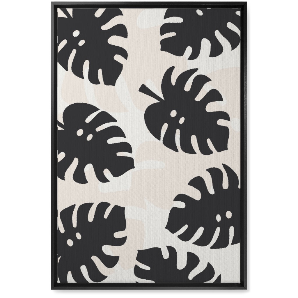 Monstera Leaves in Earth Tones Wall Art, Black, Single piece, Canvas, 20x30, Black