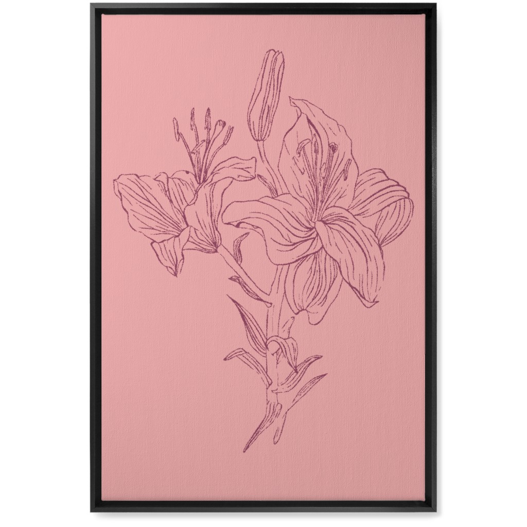 Lily - Pink Wall Art, Black, Single piece, Canvas, 20x30, Pink