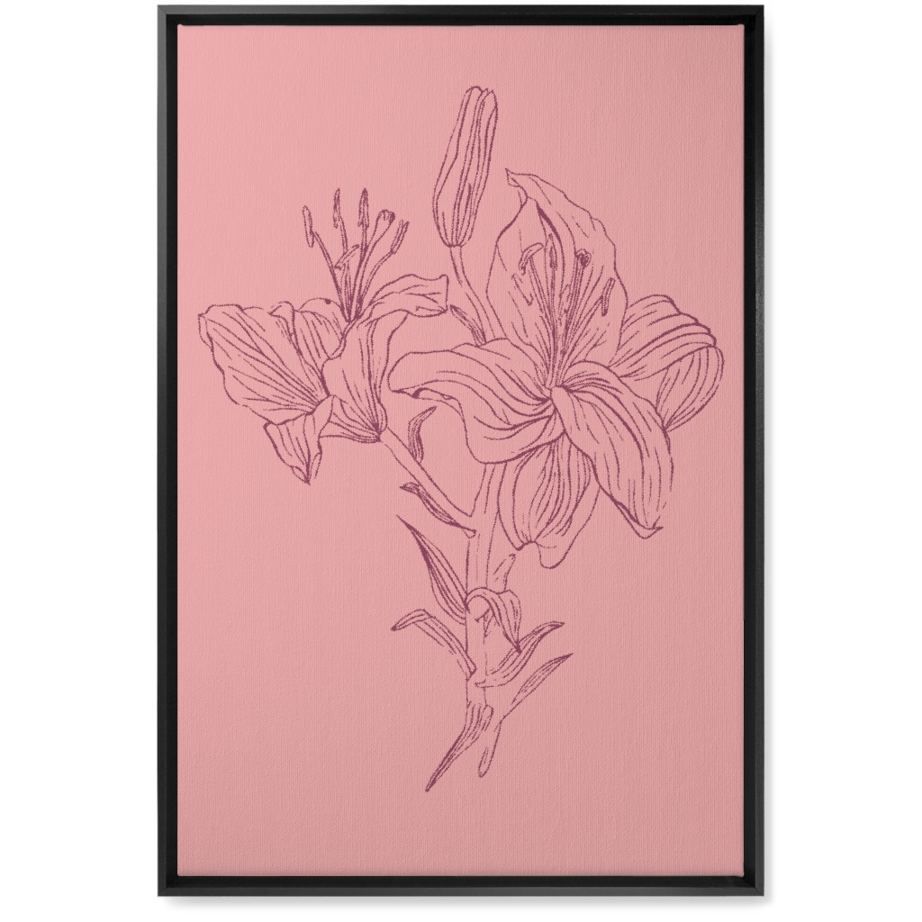 Lily - Pink Wall Art, Black, Single piece, Canvas, 20x30, Pink, Bright Pink