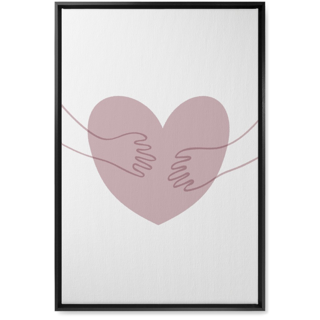 Hugs and Heart - Pink Wall Art, Black, Single piece, Canvas, 20x30, Pink