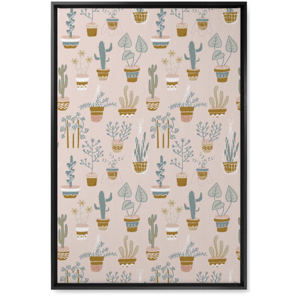 Indoor Plants - Pink Wall Art, Black, Single piece, Canvas, 20x30, Pink, Bright Pink