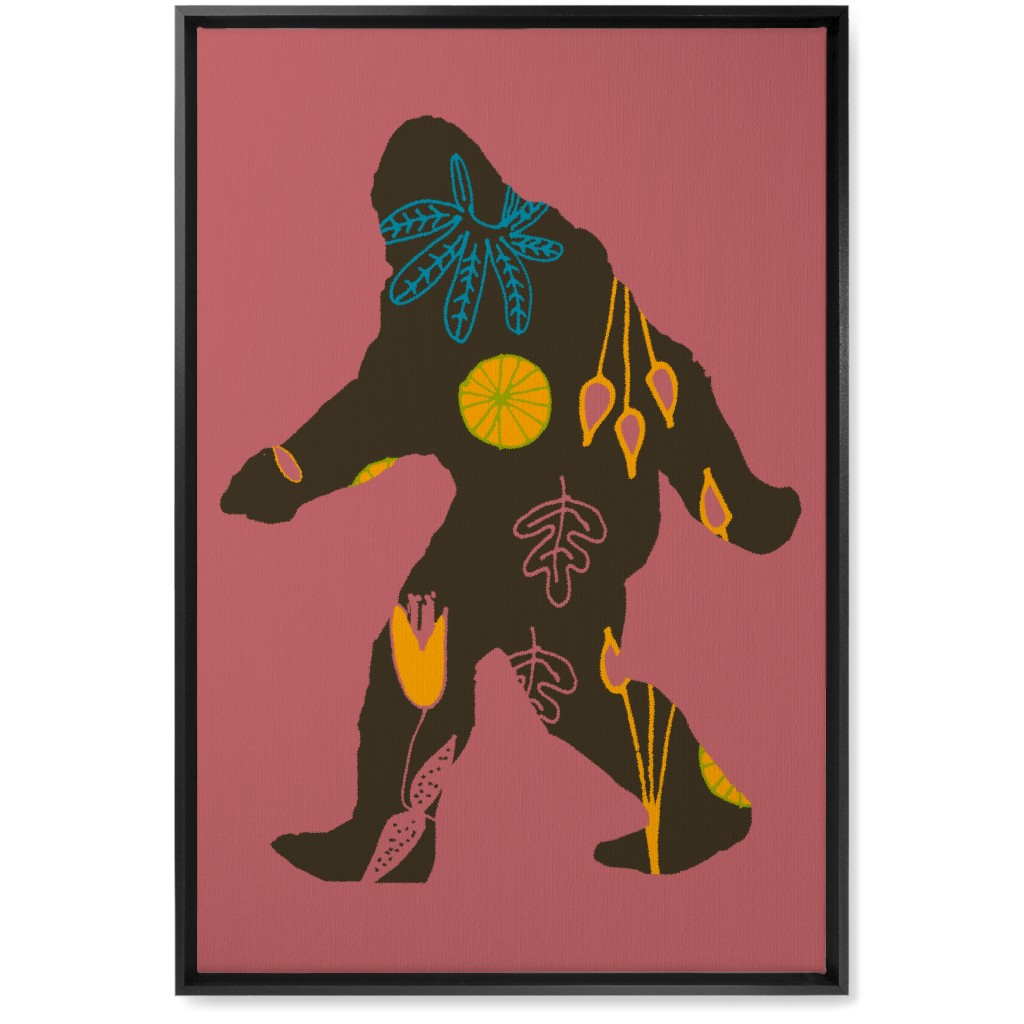 Bigfoot - Multi on Pink Wall Art, Black, Single piece, Canvas, 20x30, Pink