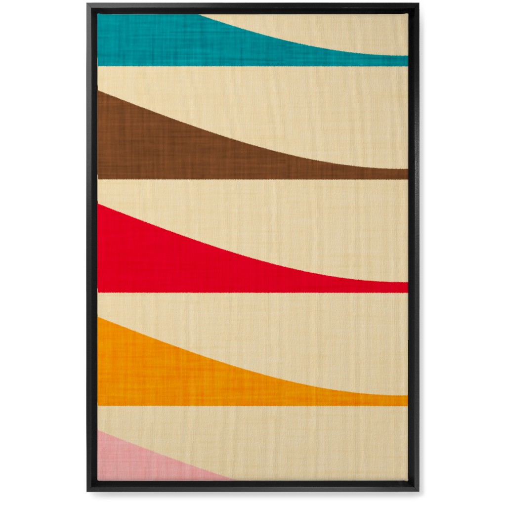 Mid Mod Waves Wall Art, Black, Single piece, Canvas, 20x30, Multicolor, Bright Red