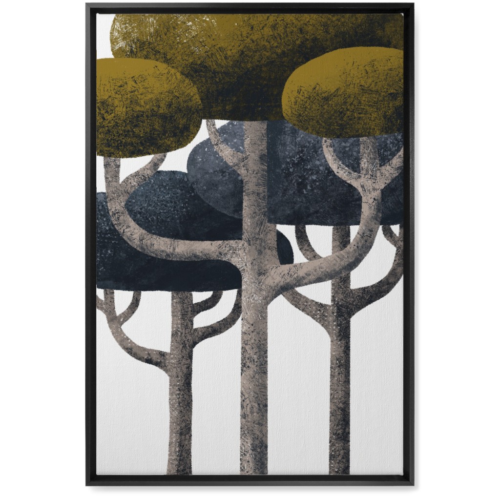 Tree Stand - Green and Black Wall Art, Black, Single piece, Canvas, 20x30, Multicolor