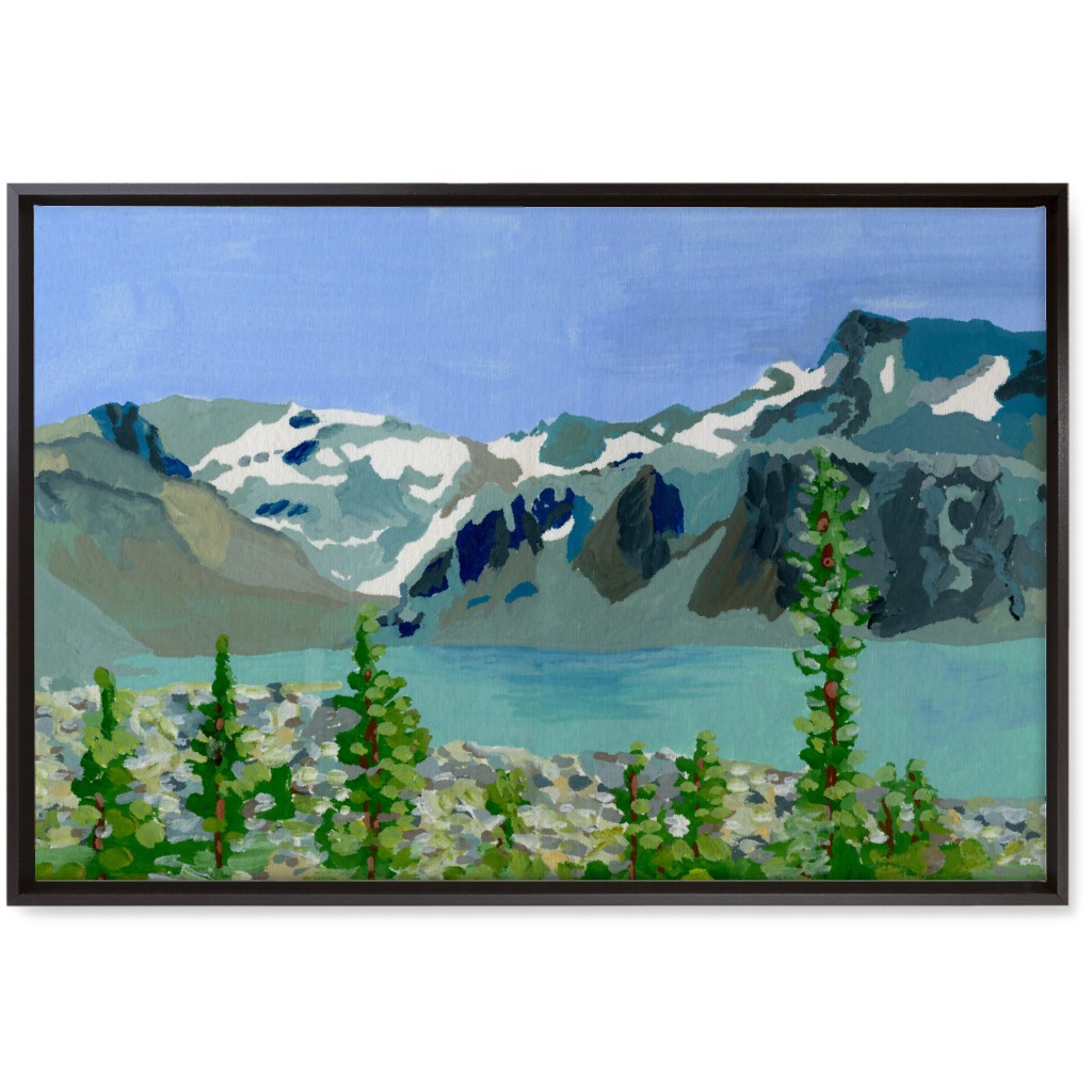 Lake Wedgemount Painting Wall Art, Black, Single piece, Canvas, 20x30, Blue, True Blue