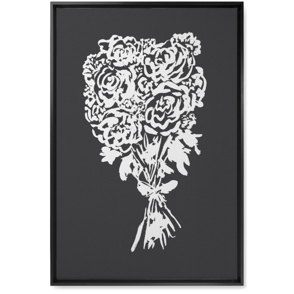 Summer Bouquet Wall Art, Black, Single piece, Canvas, 20x30, Gray, Gray