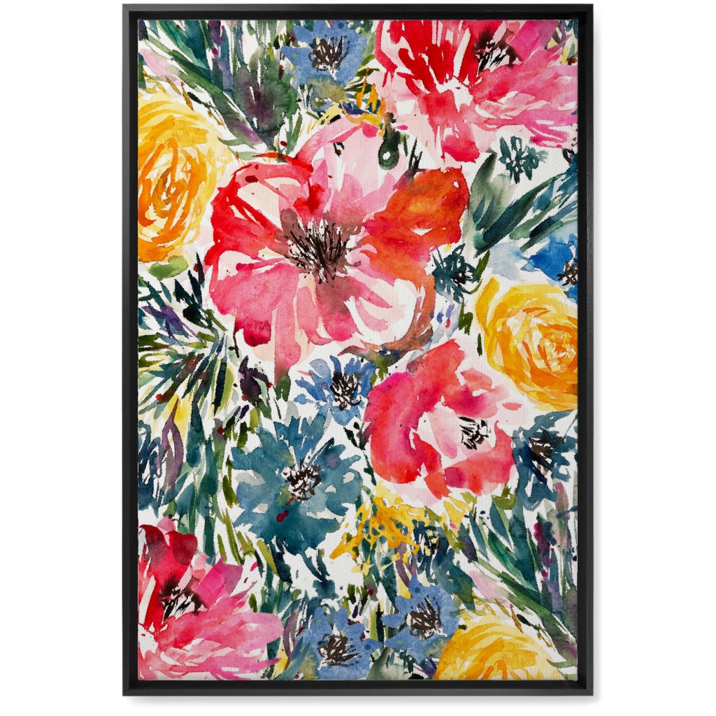 Blair Floral - Multi Wall Art, Black, Single piece, Canvas, 20x30, Multicolor